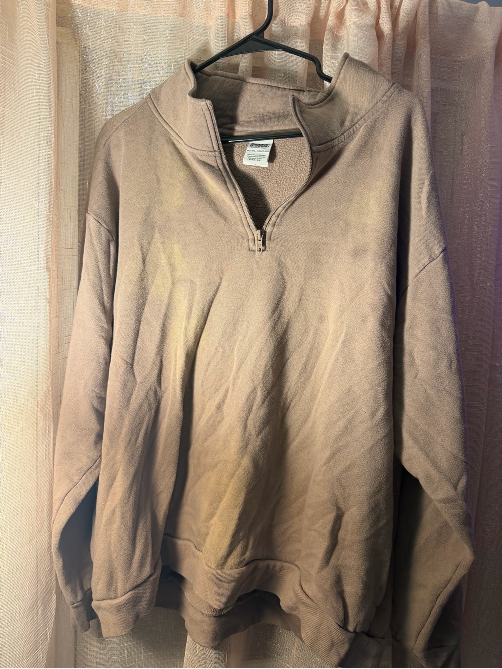 PINK Victoria's Secret Oversized Half-Zip Pullover in Taupe